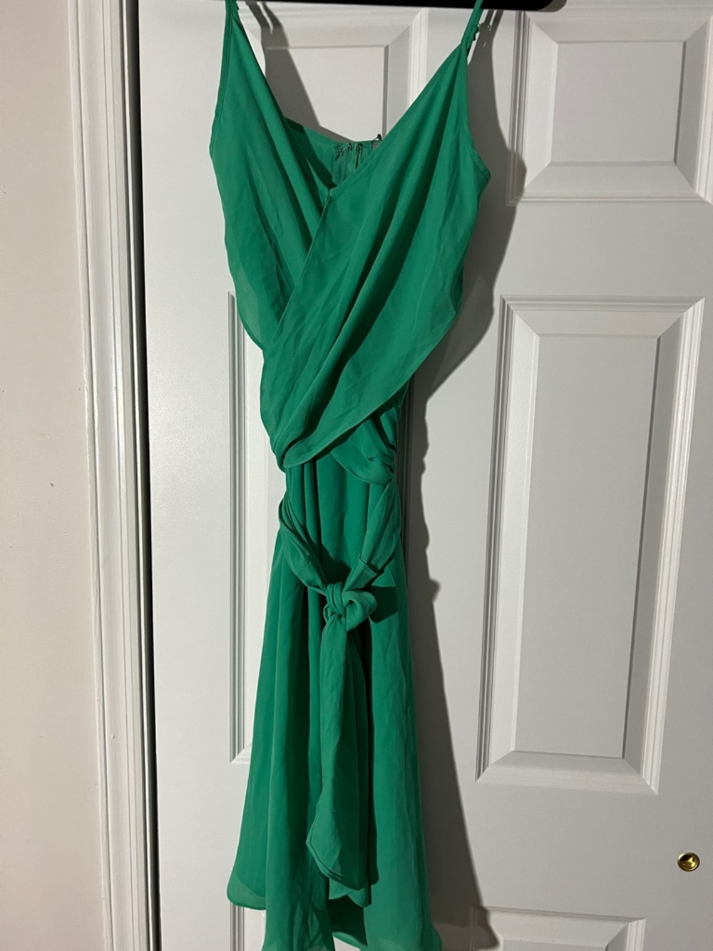 ASOS Emerald Green Midi Wrap Dress with Waist Tie